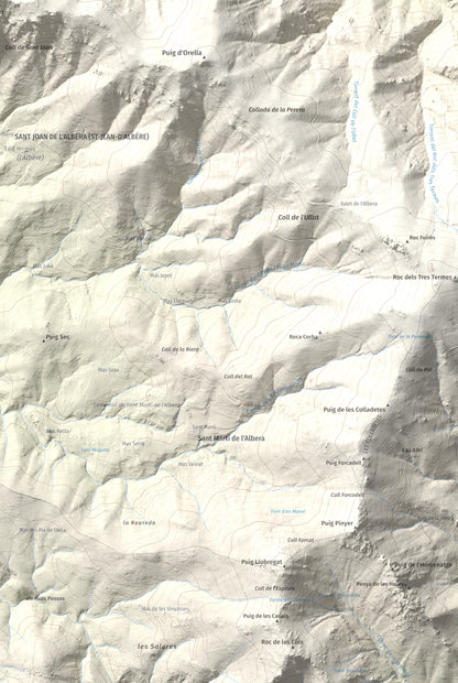 Mapa de relieve de Puig de Sant Cristau, 1015 m, Rosselló · Vallespir, lámina 100 Cims de Trobart. Detalle de la zona inferior derecha. 61 × 91 cm.