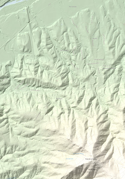 Mapa de relieve de Puig de Sant Cristau, 1015 m, Rosselló · Vallespir, lámina 100 Cims de Trobart. Detalle de la zona superior izquierda. 70 × 100 cm.
