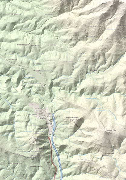 Mapa de relieve de Puig de Sant Cristau, 1015 m, Rosselló · Vallespir, lámina 100 Cims de Trobart. Detalle de la zona inferior izquierda. 70 × 100 cm.