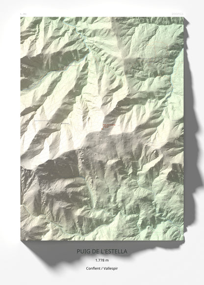 Mapa de relieve de Puig de l'Estella, 1778 m, Conflent · Vallespir, lámina 100 Cims de Trobart 50 × 70 cm.