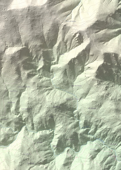Mapa de relieve de Puig de l'Estella, 1778 m, Conflent · Vallespir, lámina 100 Cims de Trobart. Detalle de la zona inferior derecha. 50 × 70 cm.
