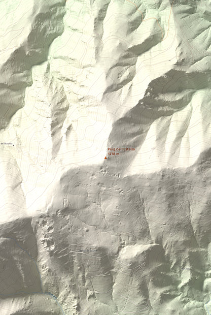 Mapa de relieve de Puig de l'Estella, 1778 m, Conflent · Vallespir, lámina 100 Cims de Trobart. Detalle de la zona central. 61 × 91 cm.