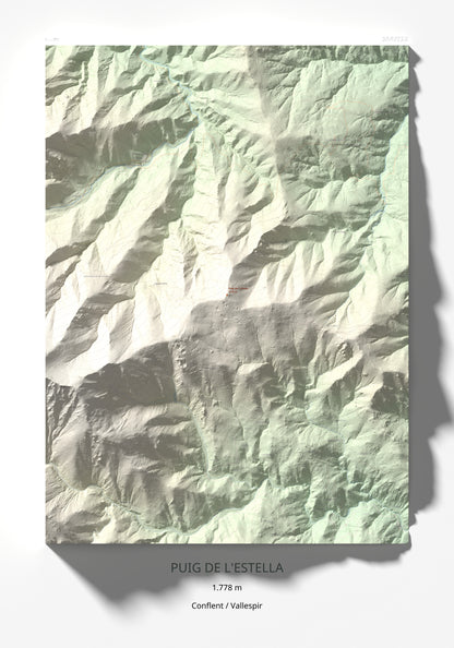 Mapa de relieve de Puig de l'Estella, 1778 m, Conflent · Vallespir, lámina 100 Cims de Trobart 70 × 100 cm.