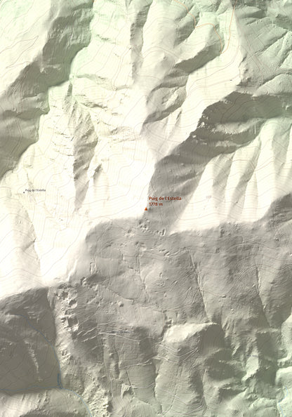 Mapa de relieve de Puig de l'Estella, 1778 m, Conflent · Vallespir, lámina 100 Cims de Trobart. Detalle de la zona central. 70 × 100 cm.
