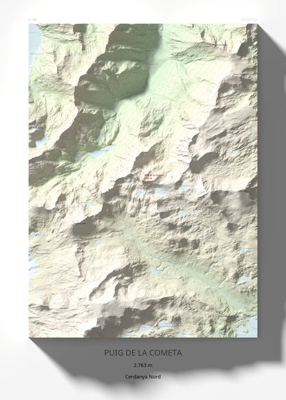 Mapa de relieve de Puig de la Cometa, 2763 m, Cerdanya Nord, lámina 100 Cims de Trobart 50 × 70 cm.
