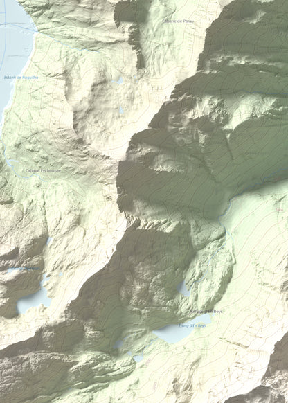 Mapa de relieve de Puig de la Cometa, 2763 m, Cerdanya Nord, lámina 100 Cims de Trobart. Detalle de la zona superior izquierda. 50 × 70 cm.