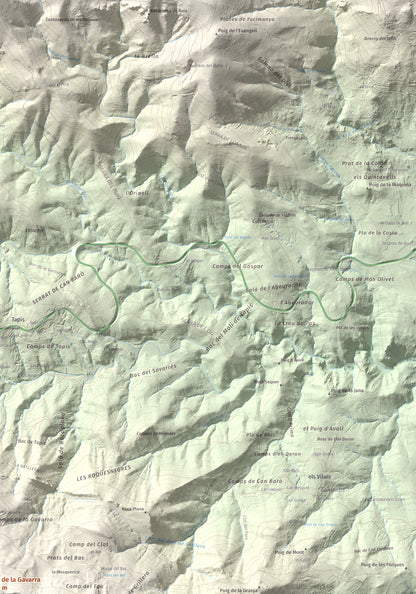 Mapa de relieve de Puig de la Gavarra, 1057 m, Alt Empordà, lámina 100 Cims de Trobart. Detalle de la zona superior derecha. 70 × 100 cm.