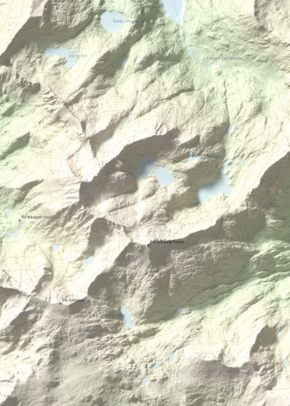 Mapa de relieve de Puig de la Grava, 2671 m, Cerdanya Nord, lámina 100 Cims de Trobart. Detalle de la zona superior izquierda. 50 × 70 cm.
