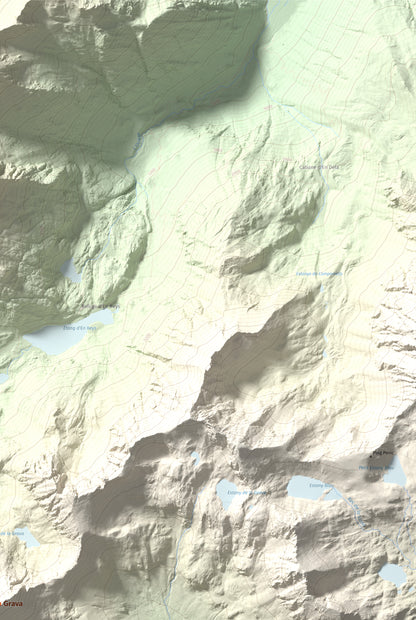 Mapa de relieve de Puig de la Grava, 2671 m, Cerdanya Nord, lámina 100 Cims de Trobart. Detalle de la zona superior derecha. 61 × 91 cm.