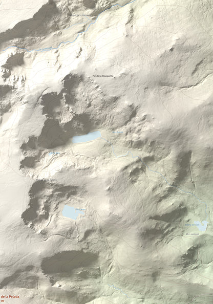 Mapa de relieve de Puig de la Pelada, 2370 m, Conflent, lámina 100 Cims de Trobart. Detalle de la zona superior derecha. 70 × 100 cm.