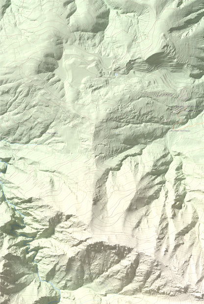 Mapa de relieve de Puig de les Tres Esteles, 2099 m, Conflent, lámina 100 Cims de Trobart. Detalle de la zona superior izquierda. 61 × 91 cm.