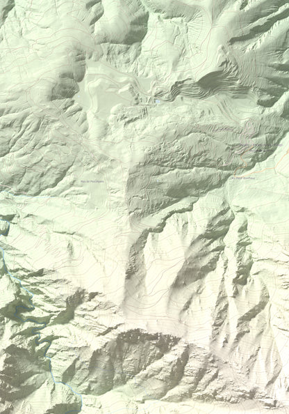 Mapa de relieve de Puig de les Tres Esteles, 2099 m, Conflent, lámina 100 Cims de Trobart. Detalle de la zona superior izquierda. 70 × 100 cm.