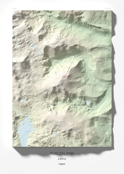 Mapa de relieve de Puig del Pam, 2470 m, Capcir, lámina 100 Cims de Trobart 50 × 70 cm.