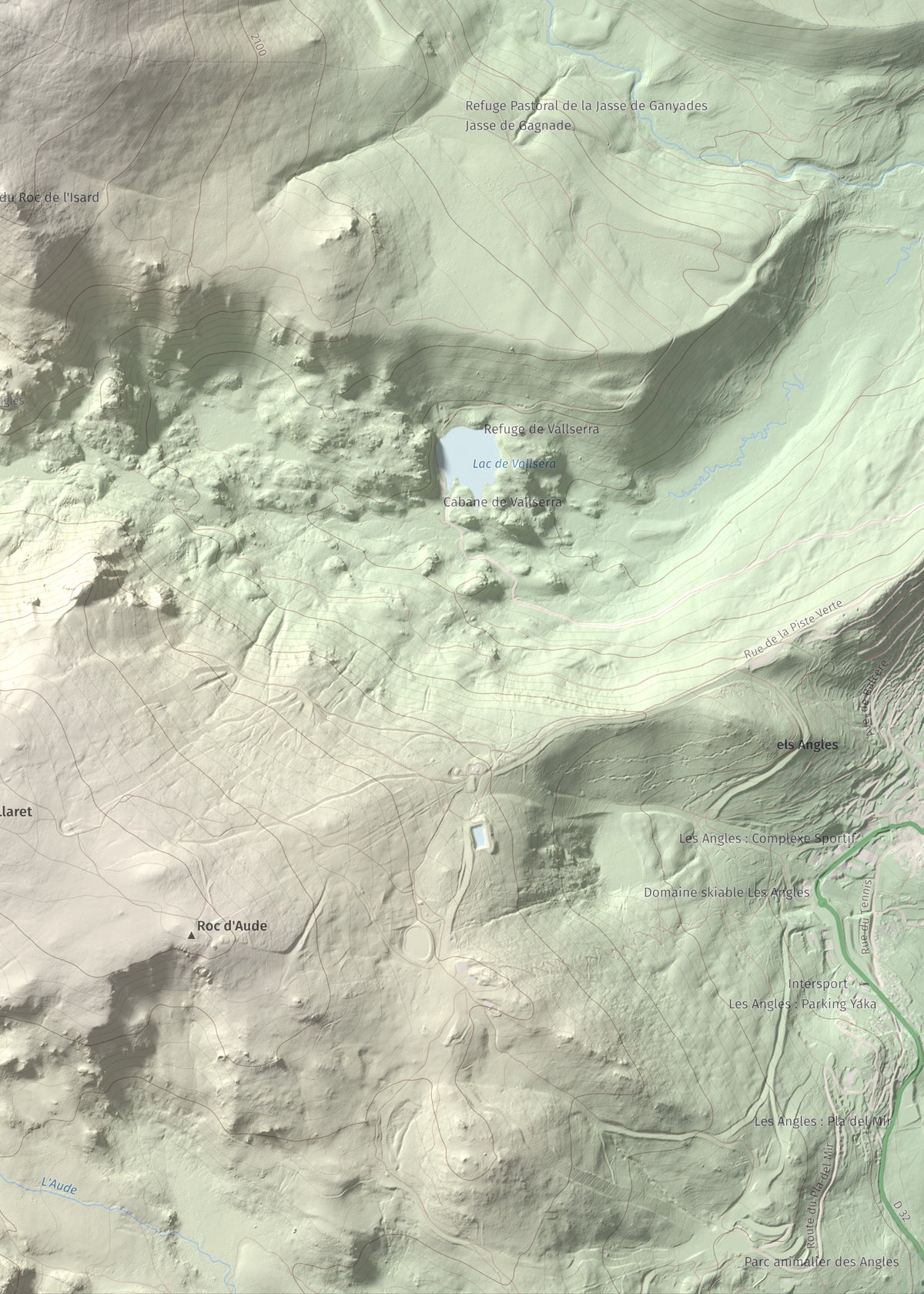 Mapa de relieve de Puig del Pam, 2470 m, Capcir, lámina 100 Cims de Trobart. Detalle de la zona inferior derecha. 50 × 70 cm.