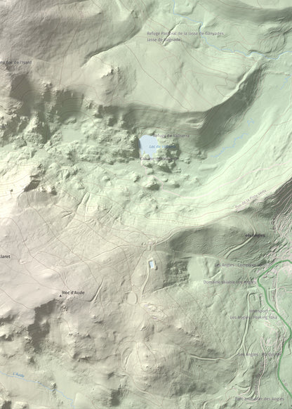 Mapa de relieve de Puig del Pam, 2470 m, Capcir, lámina 100 Cims de Trobart. Detalle de la zona inferior derecha. 50 × 70 cm.