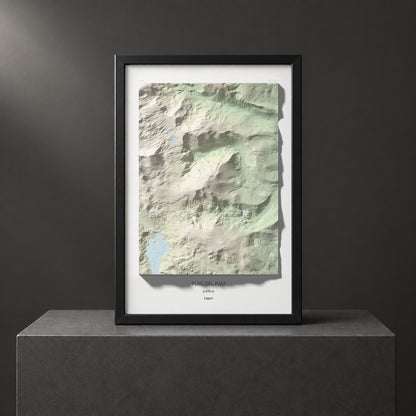 Mapa de relieve de Puig del Pam, 2470 m, Capcir, lámina 100 Cims de Trobart. Presentación enmarcada. 61 × 91 cm.