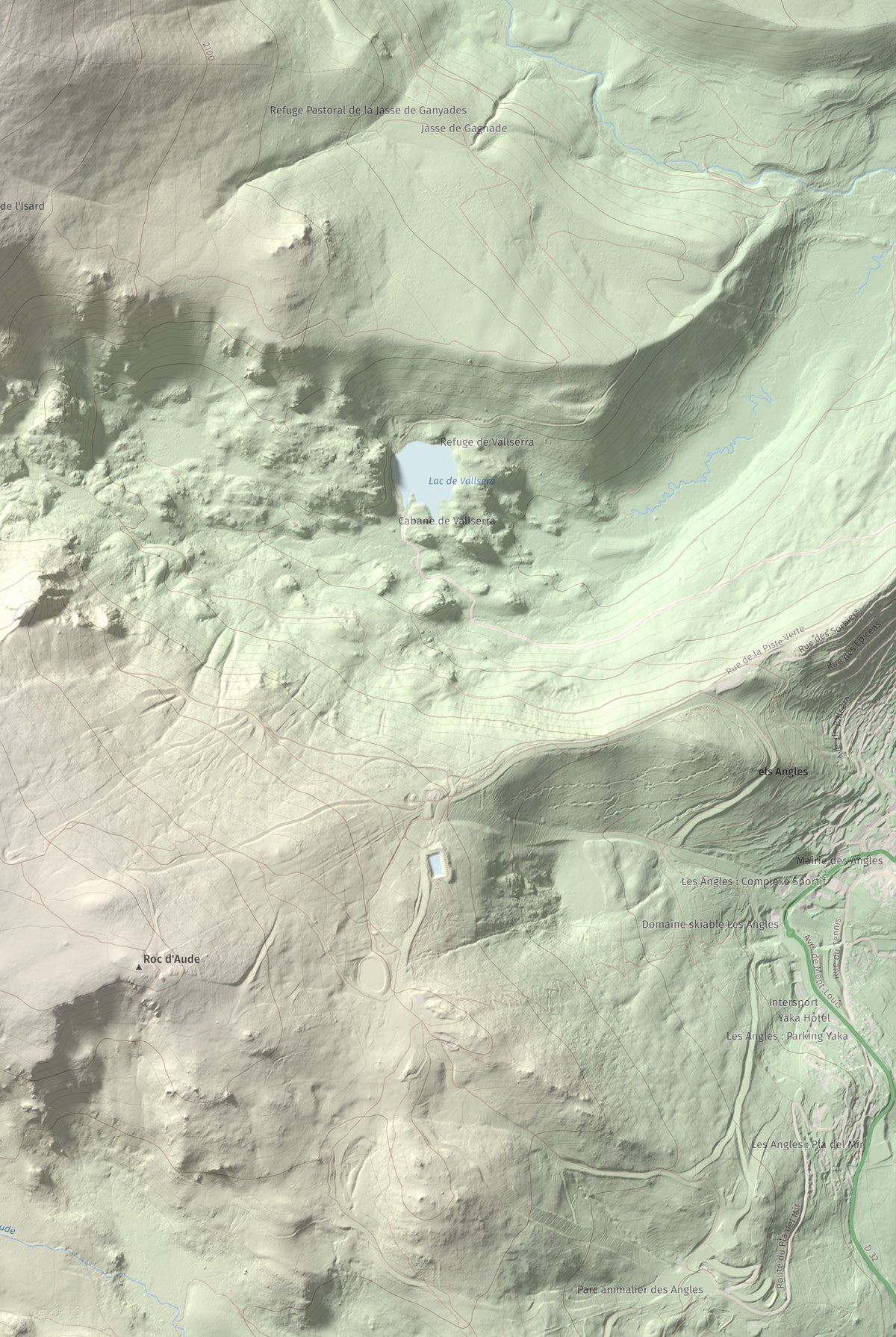 Mapa de relieve de Puig del Pam, 2470 m, Capcir, lámina 100 Cims de Trobart. Detalle de la zona inferior derecha. 61 × 91 cm.