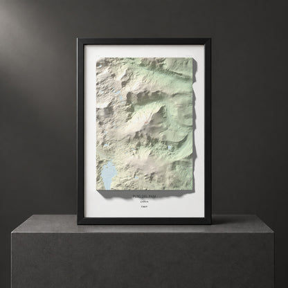Mapa de relieve de Puig del Pam, 2470 m, Capcir, lámina 100 Cims de Trobart. Presentación enmarcada. 70 × 100 cm.