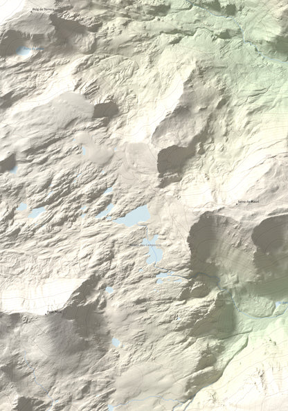 Mapa de relieve de Puig del Pam, 2470 m, Capcir, lámina 100 Cims de Trobart. Detalle de la zona superior izquierda. 70 × 100 cm.