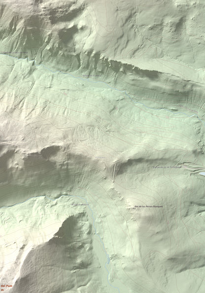 Mapa de relieve de Puig del Pam, 2470 m, Capcir, lámina 100 Cims de Trobart. Detalle de la zona superior derecha. 70 × 100 cm.