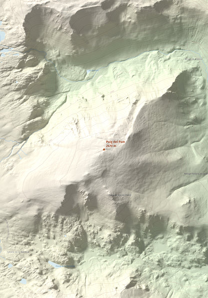 Mapa de relieve de Puig del Pam, 2470 m, Capcir, lámina 100 Cims de Trobart. Detalle de la zona central. 70 × 100 cm.