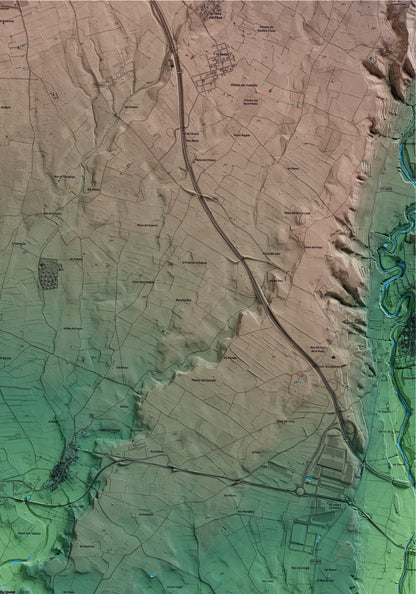 Mapa artístico del relieve de Puigpelat, al Alt Camp, con 15 km de entorno y base topográfica ICGC. Detalle de la zona superior derecha.