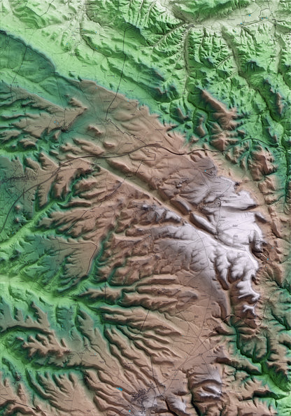 Mapa artístico del relieve de Pujalt, al Anoia, con 15 km de entorno y base topográfica ICGC