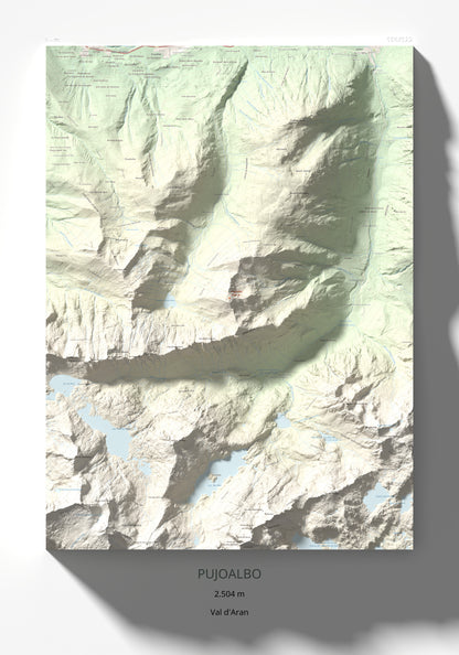Mapa de relieve de Pujoalbo, 2504 m, Val d'Aran, lámina 100 Cims de Trobart 70 × 100 cm.