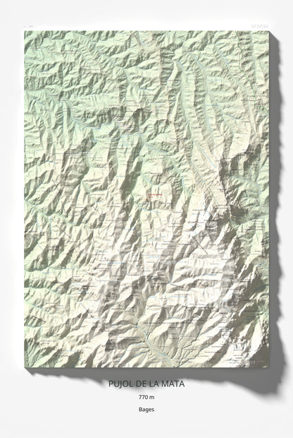 Mapa de relieve de Pujol de la Mata, 770 m, Bages, lámina 100 Cims de Trobart 61 × 91 cm.