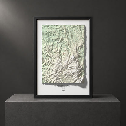Mapa de relieve de Pujol de la Mata, 770 m, Bages, lámina 100 Cims de Trobart. Presentación enmarcada. 70 × 100 cm.