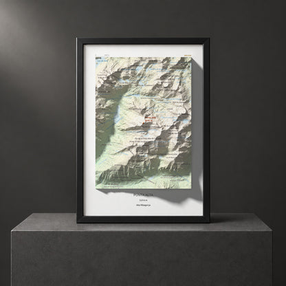 Mapa de relieve de Punta Alta, 3014 m, Alta Ribagorça, lámina 100 Cims de Trobart. Presentación enmarcada. 21 × 30 cm.