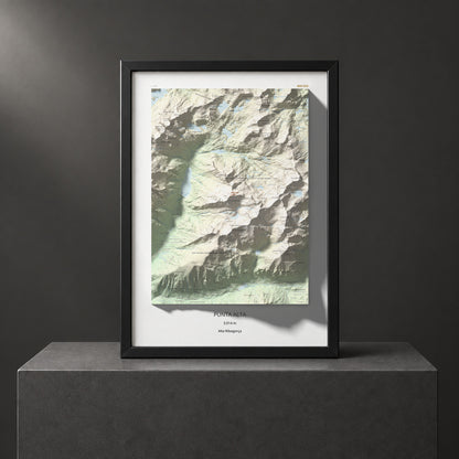 Mapa de relieve de Punta Alta, 3014 m, Alta Ribagorça, lámina 100 Cims de Trobart. Presentación enmarcada. 50 × 70 cm.