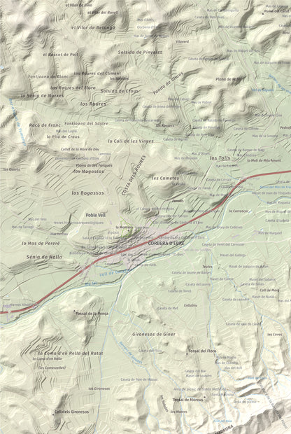 Mapa topográfico del relieve: Punta Redona, 659 m. Detalle de la zona superior izquierda. 61 × 91 cm.