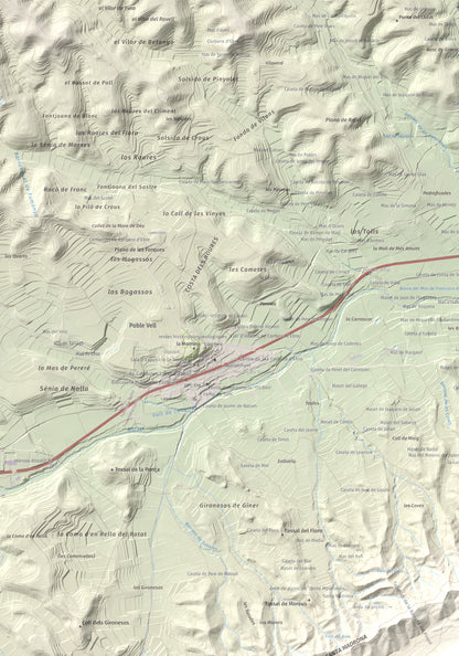 Mapa topográfico del relieve: Punta Redona, 659 m. Detalle de la zona superior izquierda. 70 × 100 cm.