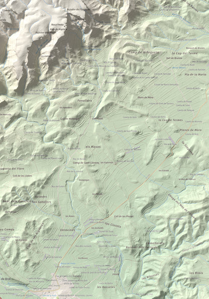 Mapa topográfico del relieve: Punta Redona, 659 m. Detalle de la zona inferior derecha. 70 × 100 cm.