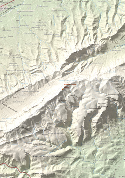 Mapa topográfico del relieve: Punta Redona, 659 m. Detalle de la zona central. 70 × 100 cm.