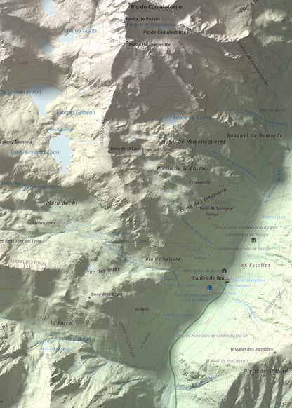 Mapa de relieve de Punta Senyalada, 2952 m, Alta Ribagorça, lámina 100 Cims de Trobart. Detalle de la zona inferior derecha. 50 × 70 cm.
