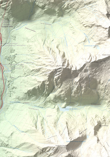 Mapa de relieve de Punta Senyalada, 2952 m, Alta Ribagorça, lámina 100 Cims de Trobart. Detalle de la zona superior izquierda. 70 × 100 cm.