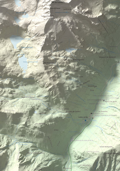 Mapa de relieve de Punta Senyalada, 2952 m, Alta Ribagorça, lámina 100 Cims de Trobart. Detalle de la zona inferior derecha. 70 × 100 cm.
