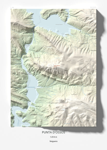 Mapa de relieve de Punta d'Ossos, 1014 m, Noguera, lámina 100 Cims de Trobart 50 × 70 cm.