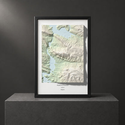 Mapa de relieve de Punta d'Ossos, 1014 m, Noguera, lámina 100 Cims de Trobart. Presentación enmarcada. 61 × 91 cm.