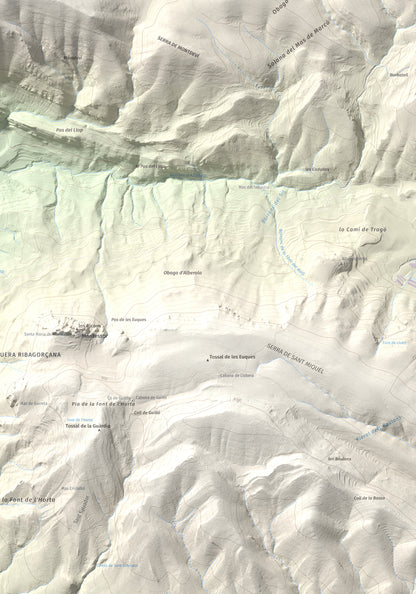 Mapa de relieve de Punta d'Ossos, 1014 m, Noguera, lámina 100 Cims de Trobart. Detalle de la zona inferior derecha. 70 × 100 cm.