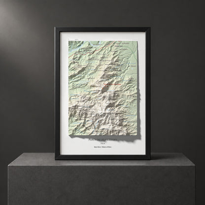 Mapa de relieve de Punta de les Picòssies, 772 m, Baix Ebre · Ribera d'Ebre, lámina 100 Cims de Trobart. Presentación enmarcada. 21 × 30 cm.