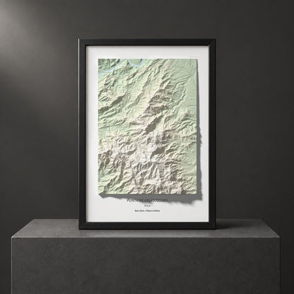 Mapa de relieve de Punta de les Picòssies, 772 m, Baix Ebre · Ribera d'Ebre, lámina 100 Cims de Trobart. Presentación enmarcada. 70 × 100 cm.