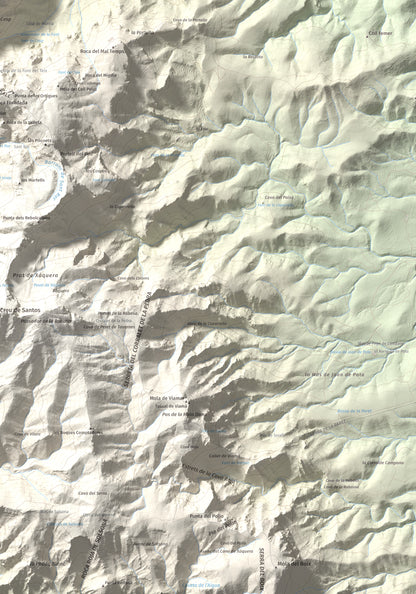 Mapa de relieve de Punta de les Picòssies, 772 m, Baix Ebre · Ribera d'Ebre, lámina 100 Cims de Trobart. Detalle de la zona inferior derecha. 70 × 100 cm.
