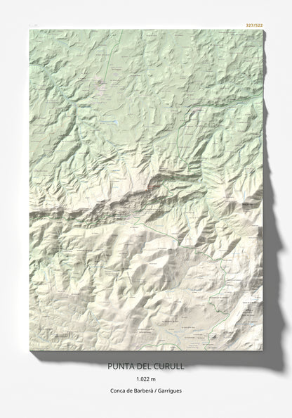 Mapa de relieve de Punta del Curull, 1022 m, Conca de Barberà · Garrigues, lámina 100 Cims de Trobart 70 × 100 cm.