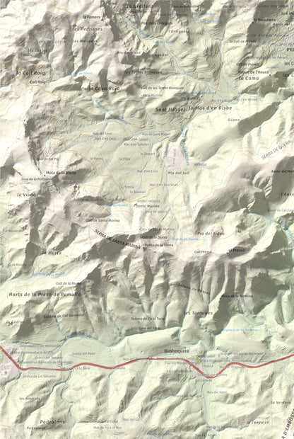 Mapa topográfico del relieve: Punta del Pallars, 551 m. Detalle de la zona superior izquierda. 61 × 91 cm.