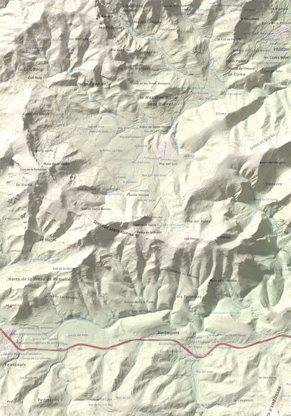 Mapa topográfico del relieve: Punta del Pallars, 551 m. Detalle de la zona superior izquierda. 70 × 100 cm.
