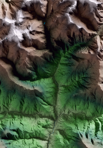 Mapa artístico del relieve de Queralbs, al Ripollès, con 15 km de entorno y base topográfica ICGC