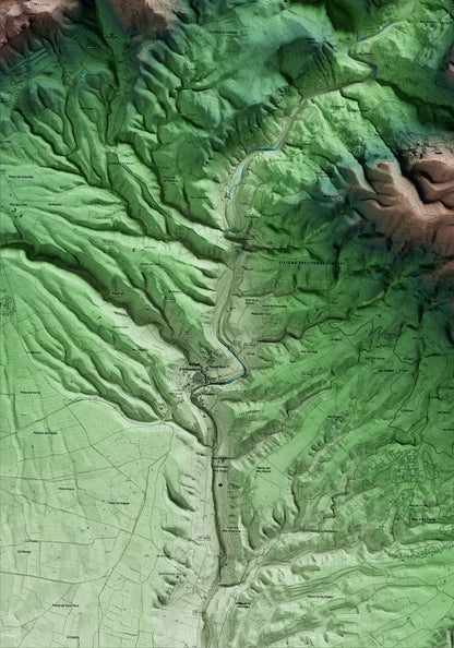 Mapa artístico del relieve de Querol, al Alt Camp, con 15 km de entorno y base topográfica ICGC. Detalle de la zona inferior izquierda.
